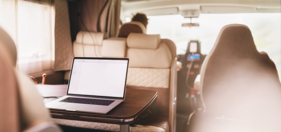 laptop in a camper van for digital nomads