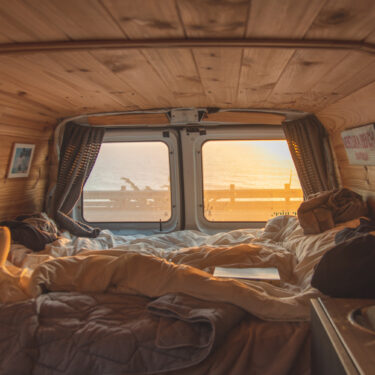 Sunset Through The Back Window of Van