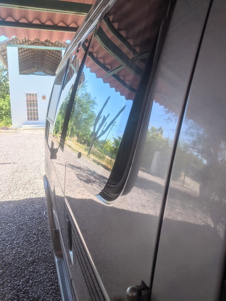 Grey van with pop out windows