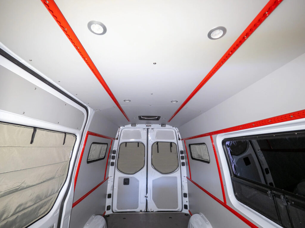 The interior of a van with the Esplori system installed