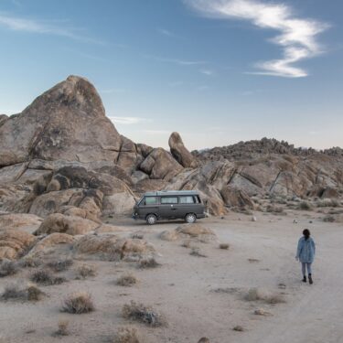 Van dry camping in the desert