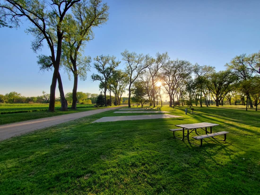 view of free camping spaces at  Lincoln Park Campground in Nebraska